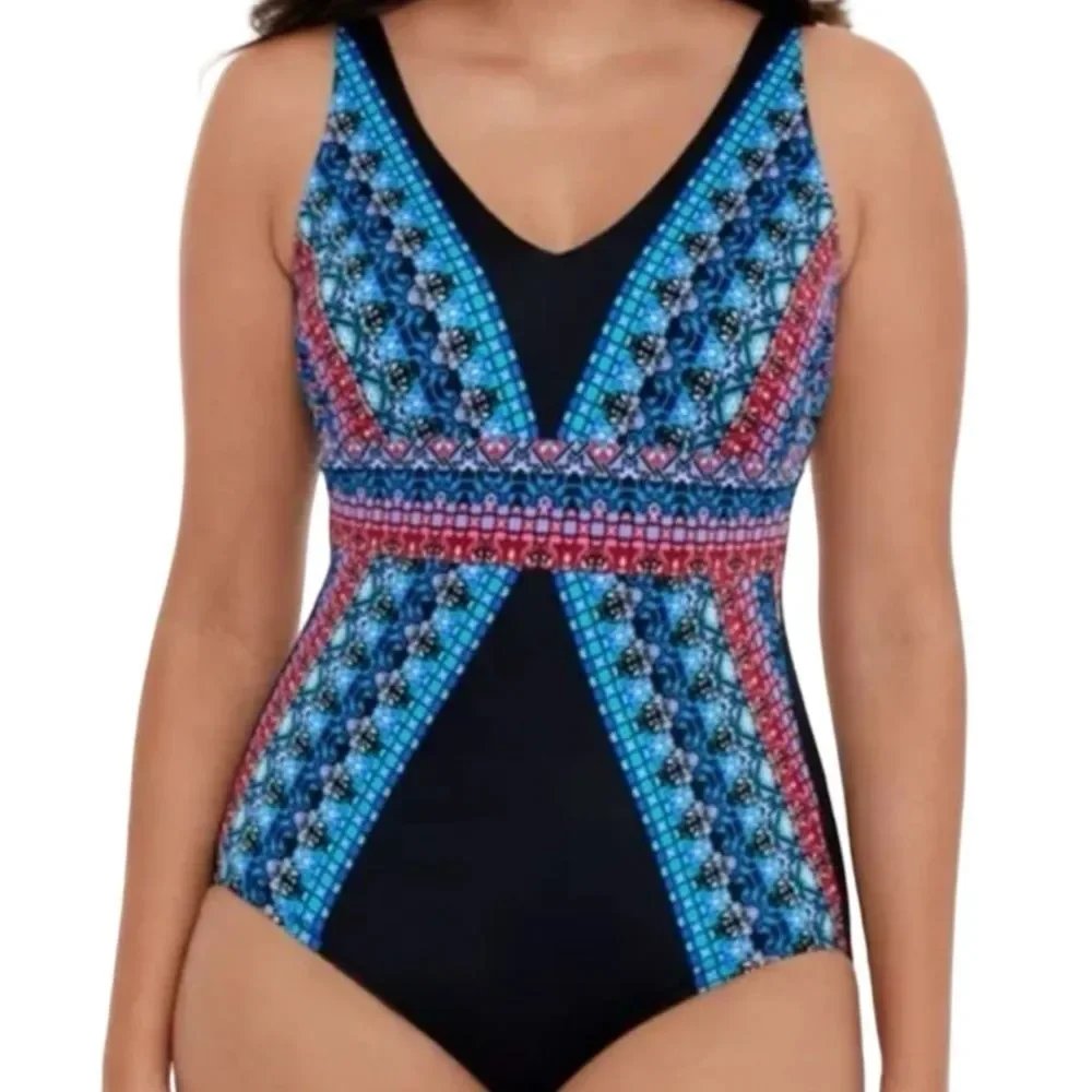 Miracle Brands Embrace Your Curves Georgia One Piece Swimsuit Size Small